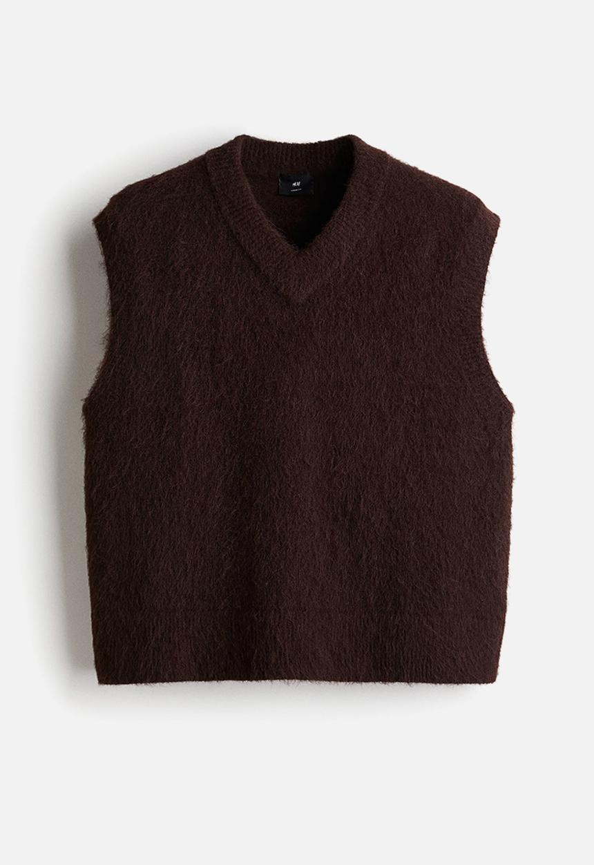 H&M - Loose fit fluffy sweater vest - dark brown