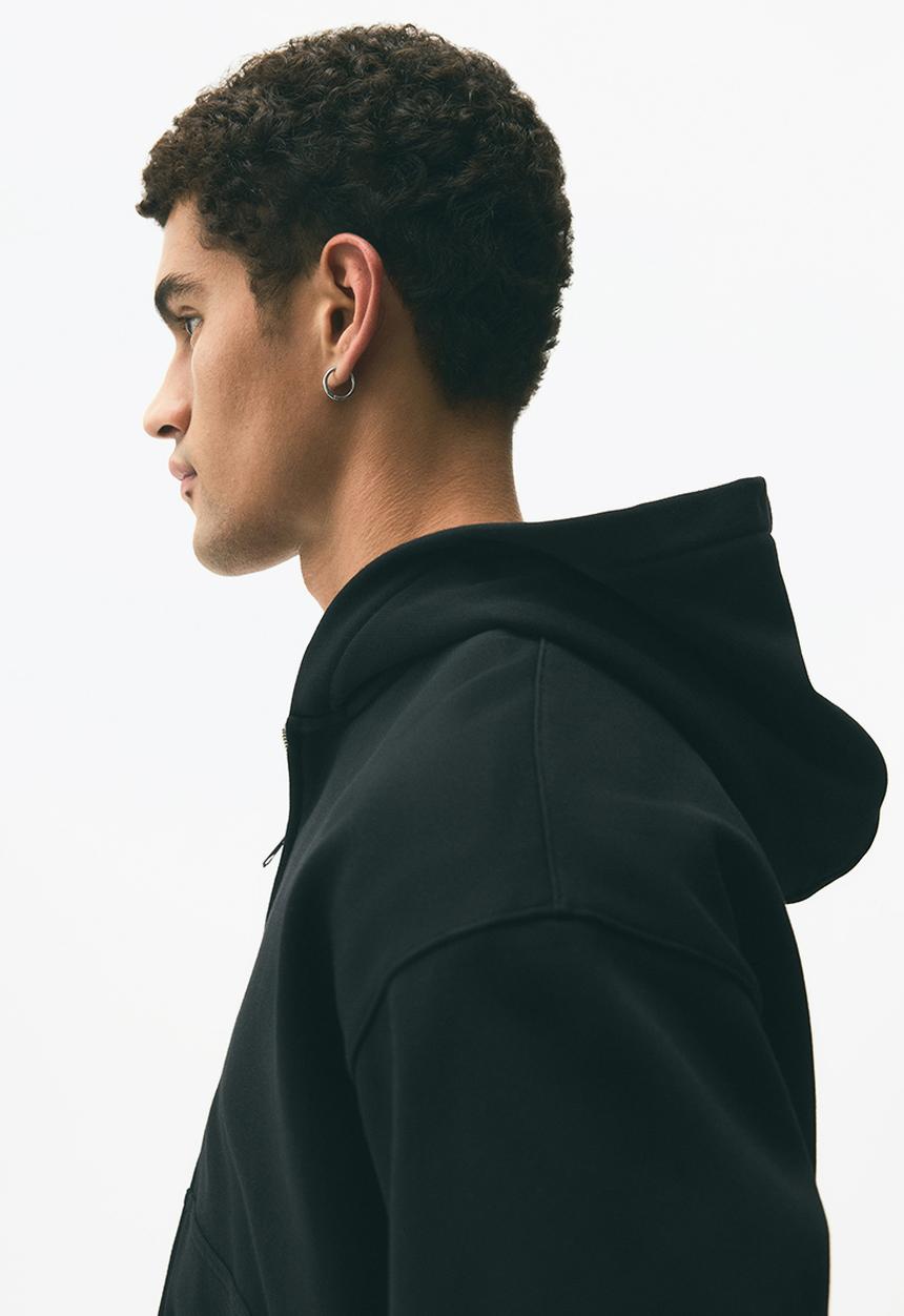 H&M - Loose fit boxy-style zip-through hoodie - black
