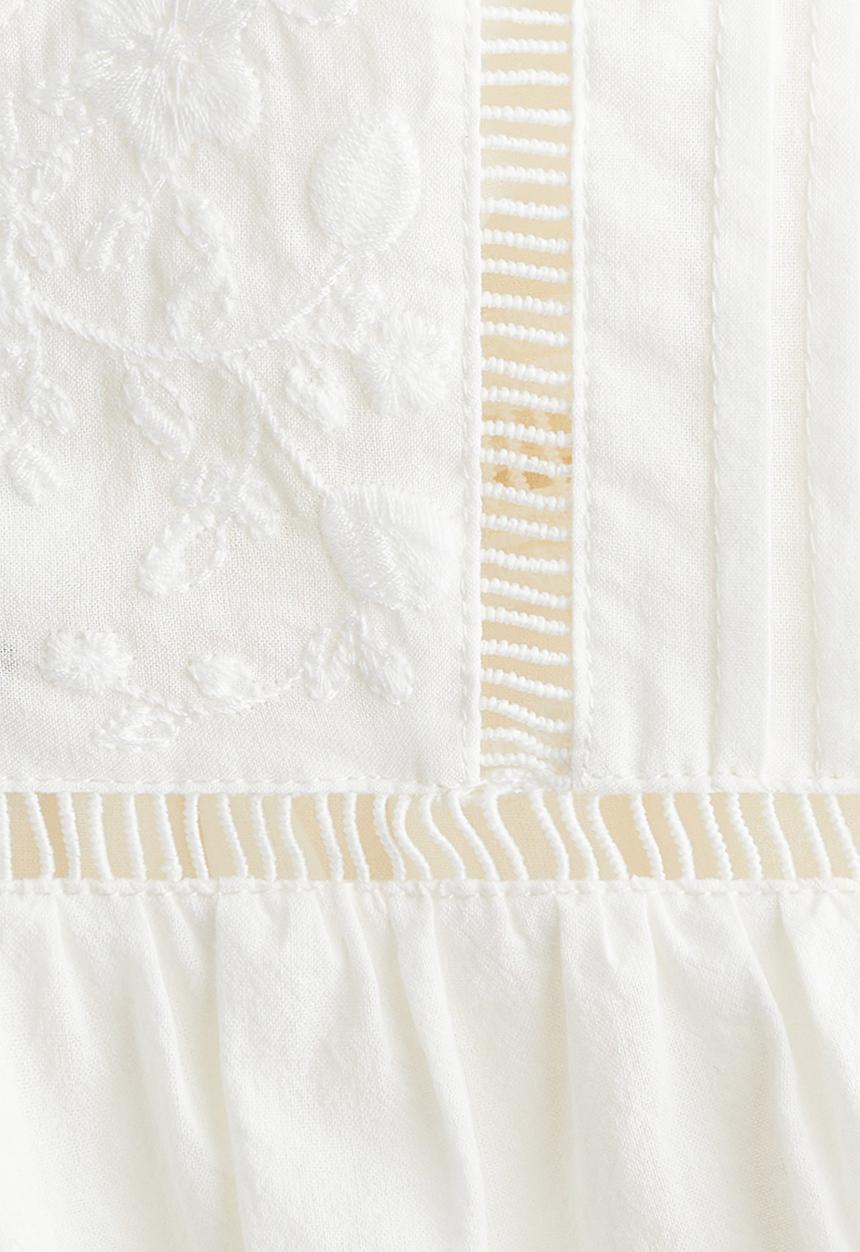 H&M - Embroidered cotton blouse - white
