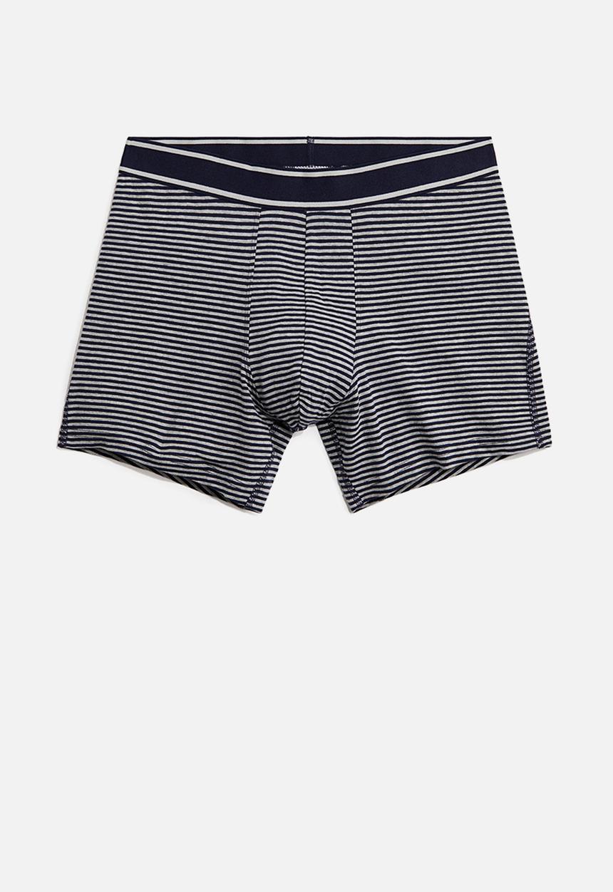 H&M - 3-Pack mid trunks - grey marl & navy blue striped