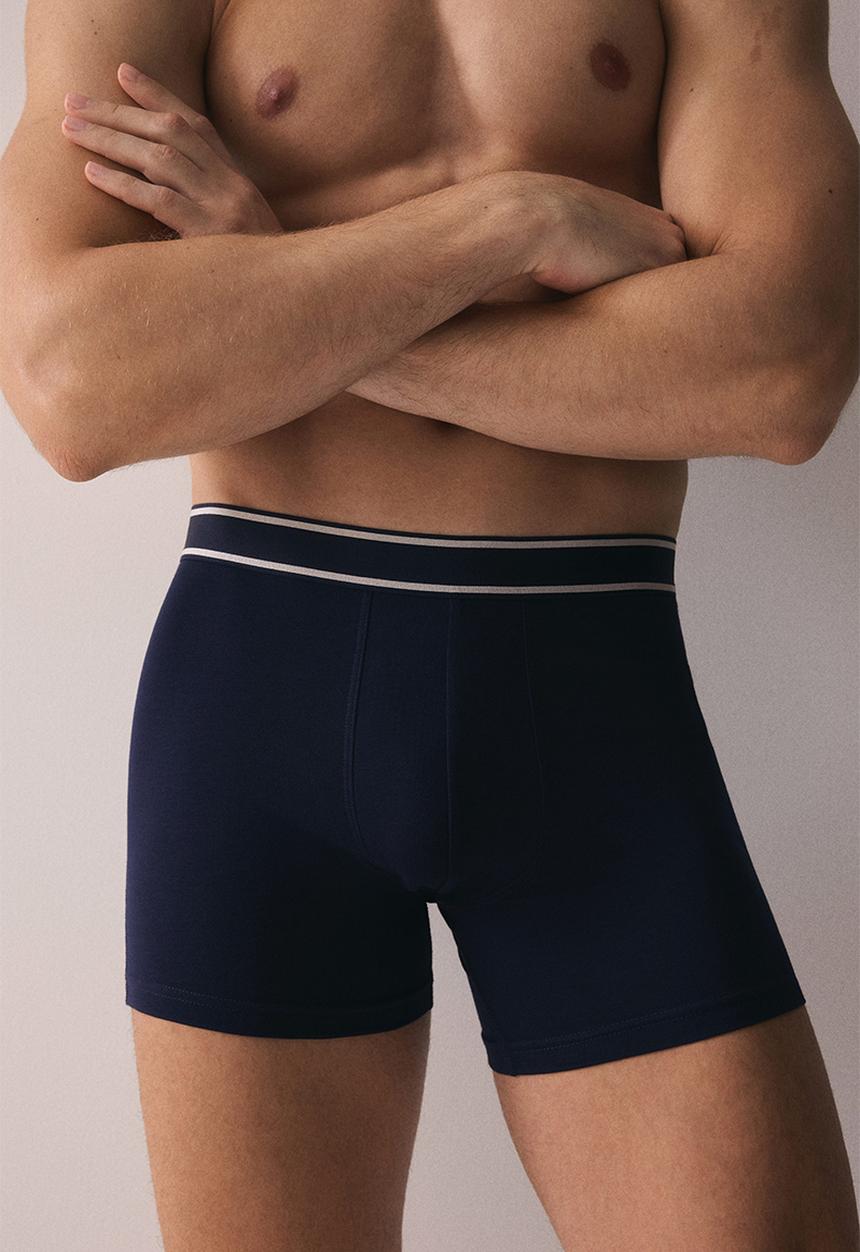 H&M - 3-Pack mid trunks - grey marl & navy blue striped