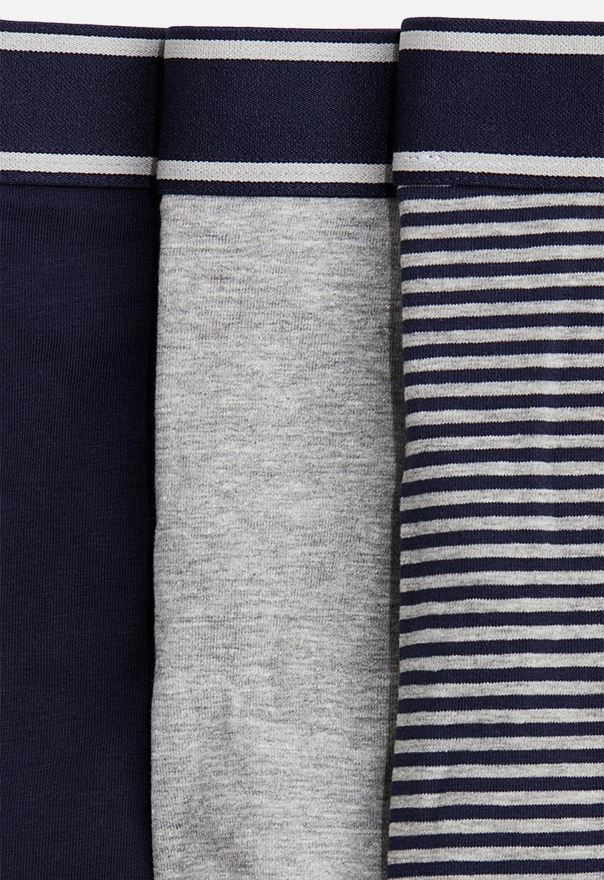 H&M - 3-Pack mid trunks - grey marl & navy blue striped