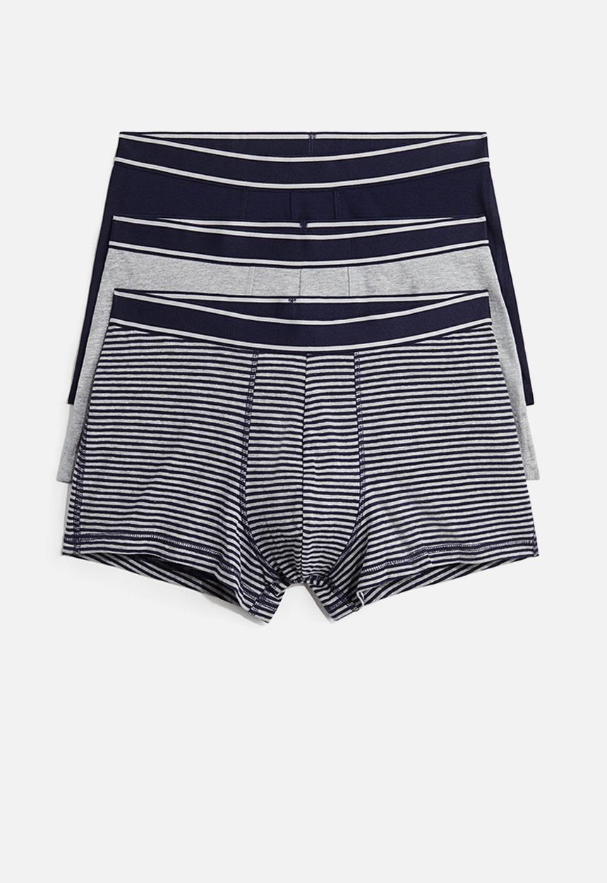 H&M - 3-Pack cotton short trunks - grey marl & black