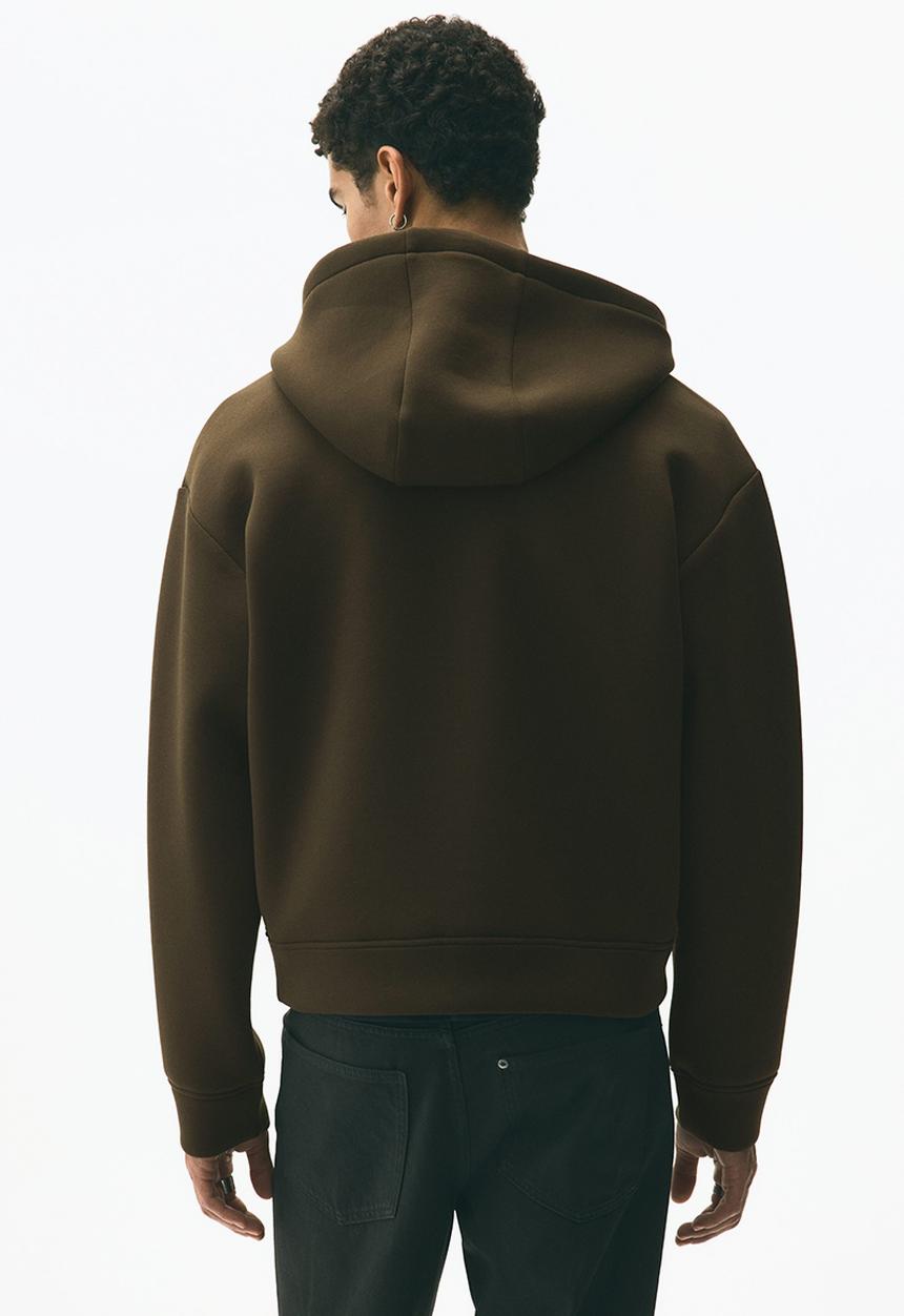 H&M - Loose fit scuba zip-through hoodie - dark khaki green