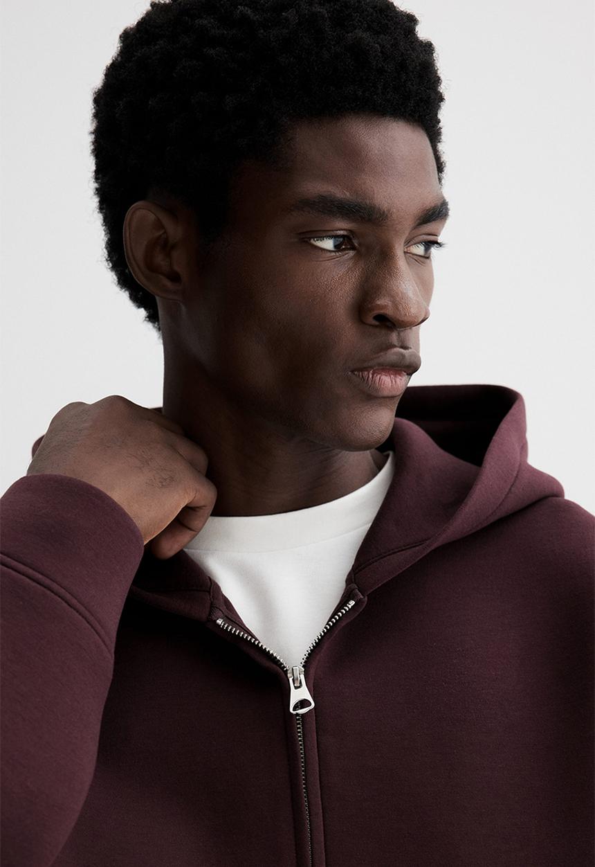 H&M - Loose fit scuba zip-through hoodie - dark plum purple