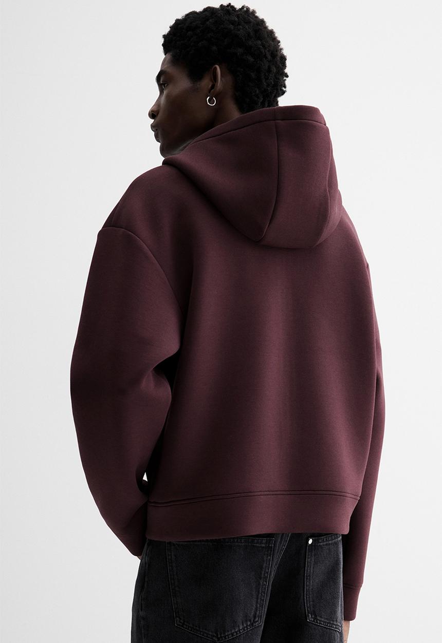 H&M - Loose fit scuba zip-through hoodie - dark plum purple