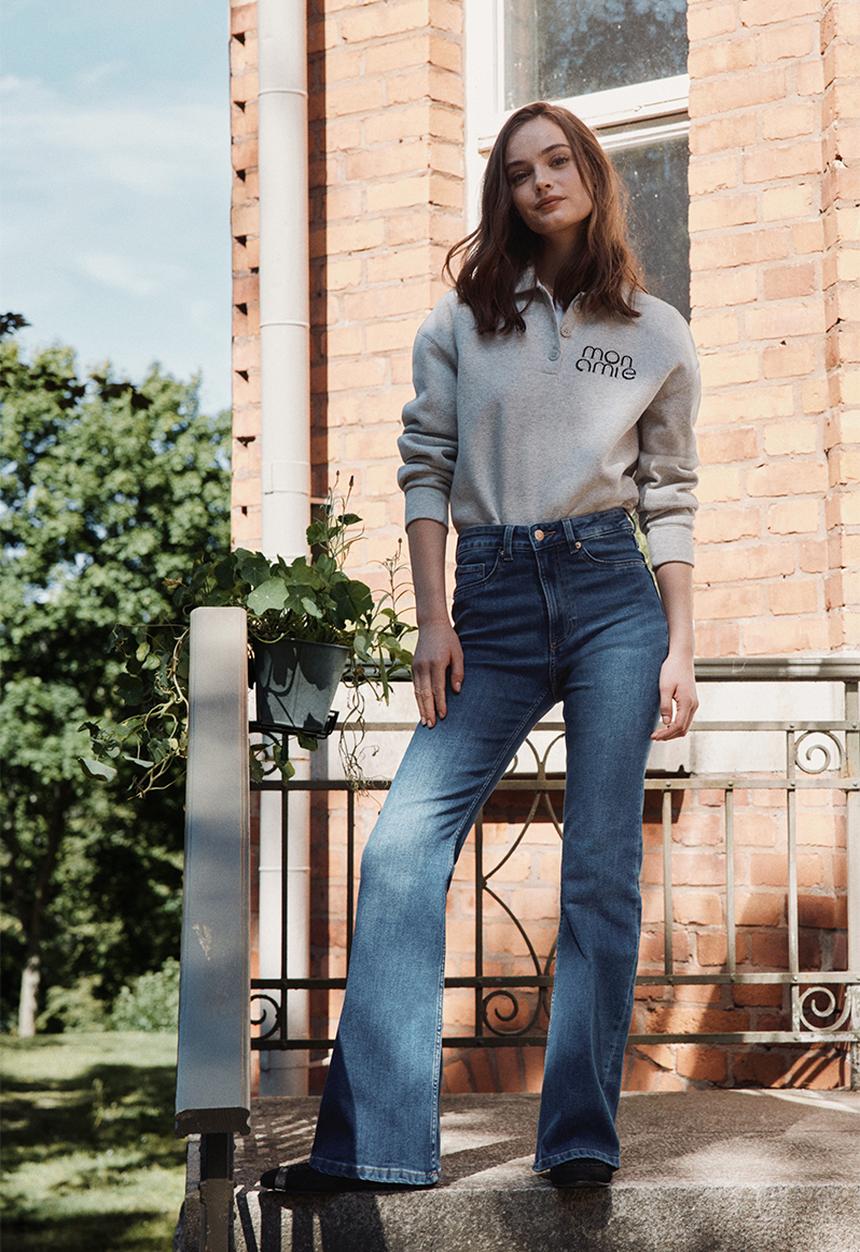 H&M - Flared high jeans - dark denim blue