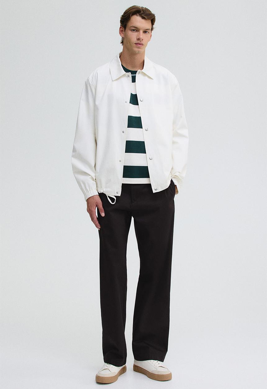H&M - Loose fit T-shirt - forest green & white striped