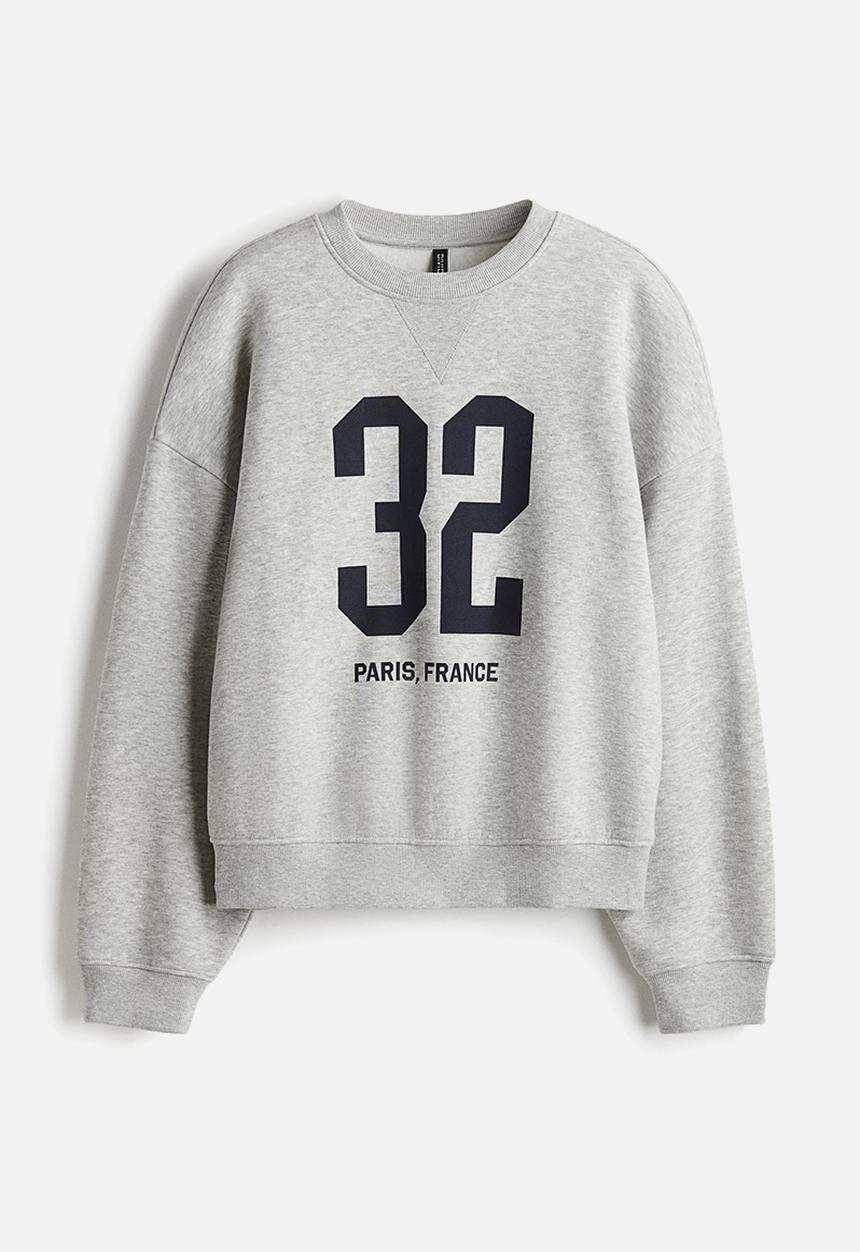 H&M - Motif-detail sweatshirt - grey marl/32