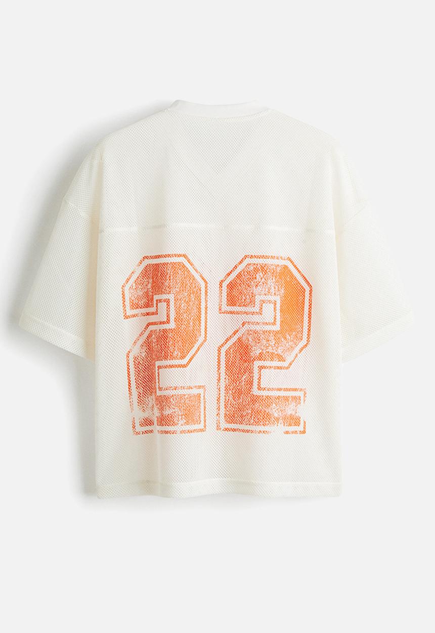 H&M - Oversized fit printed mesh T-shirt - white 22