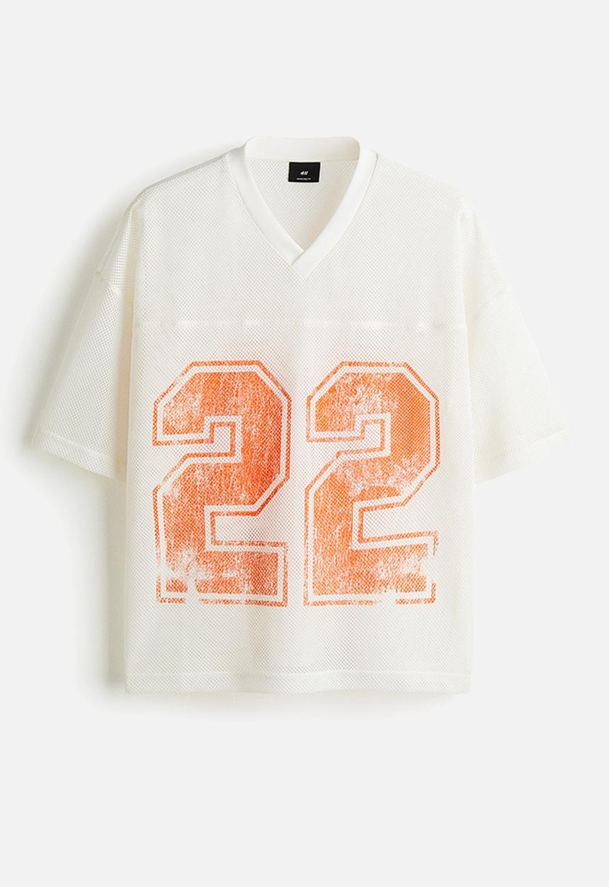 H&M - Oversized fit printed mesh T-shirt - white 22