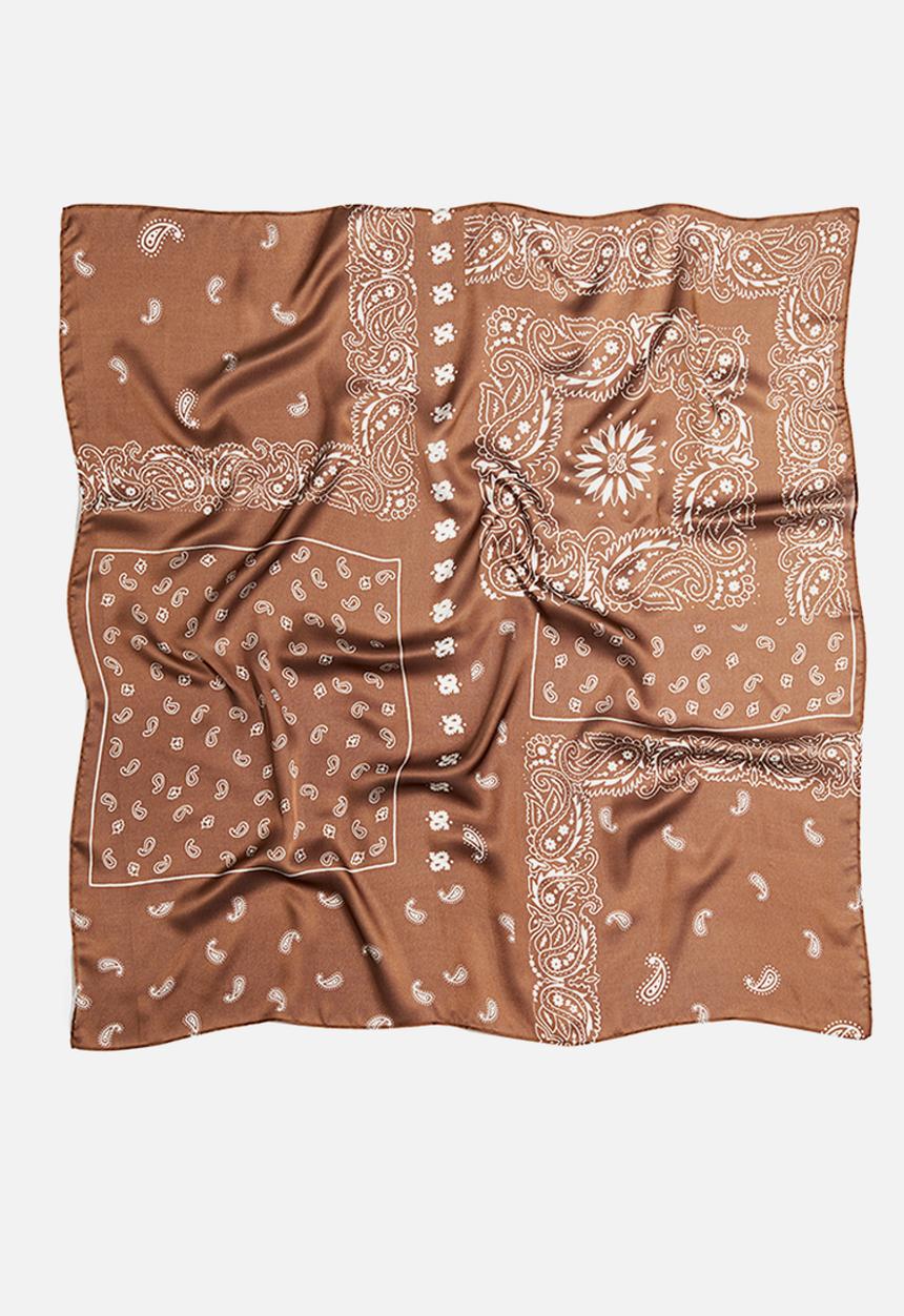 H&M - Patterned scarf - brown paisley pattern