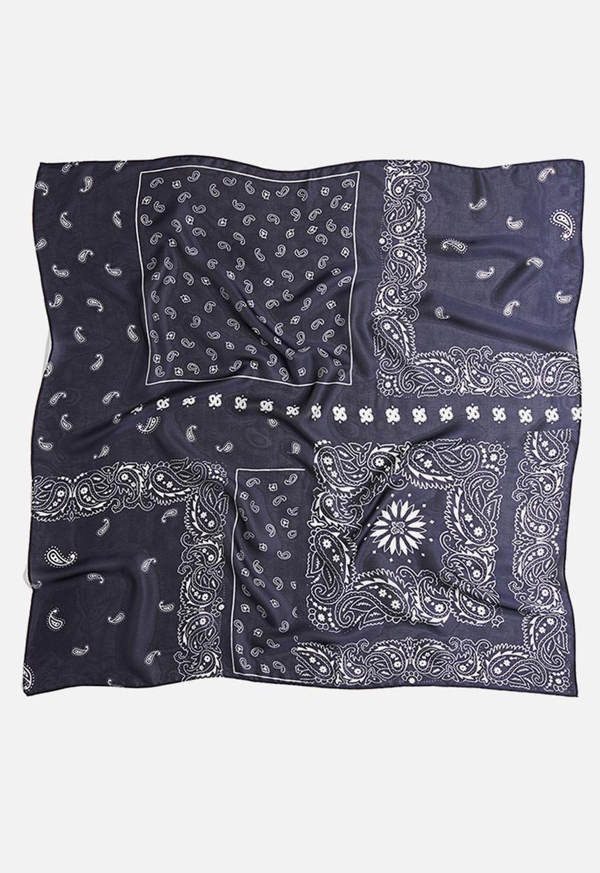 H&M - Patterned scarf - navy blue paisley pattern