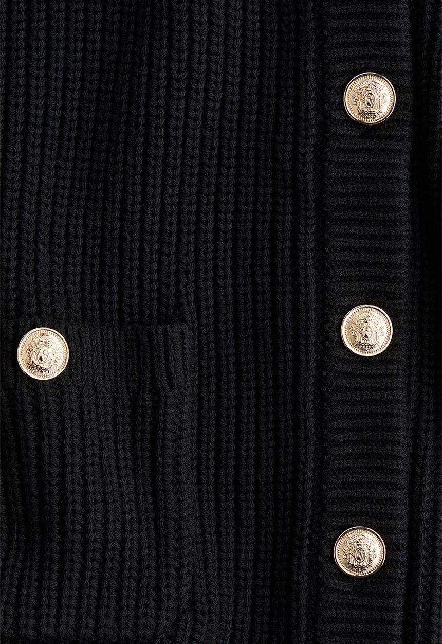 Rib-knit cardigan - black - 1248631010