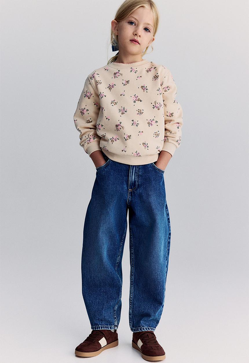 H&M - Printed brushed-inside sweatshirt - beige/floral 