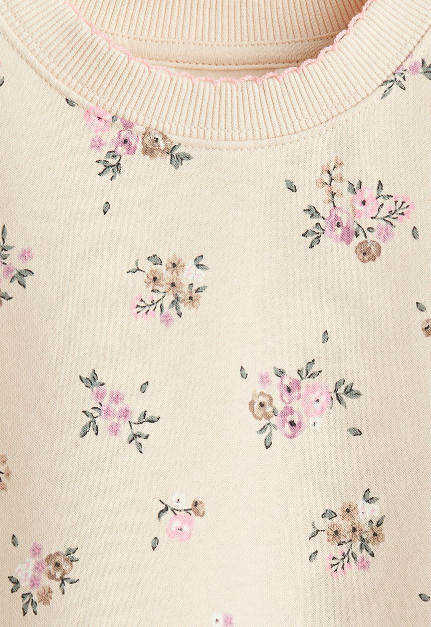 H&M - Printed brushed-inside sweatshirt - beige/floral 