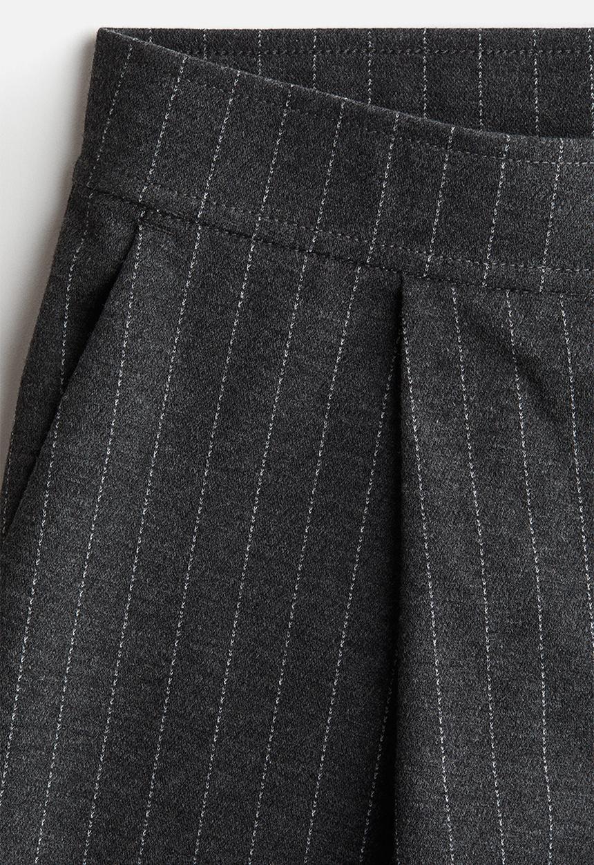 H&M - Wide trousers - dark grey marl/pinstriped