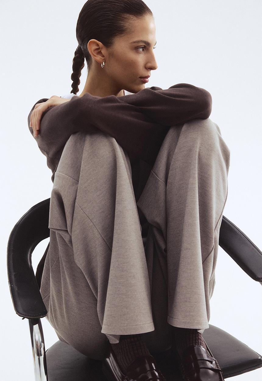 H&M - Wide trousers - greige marl 