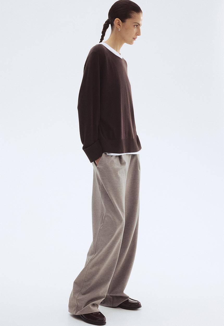 H&M - Wide trousers - greige marl 