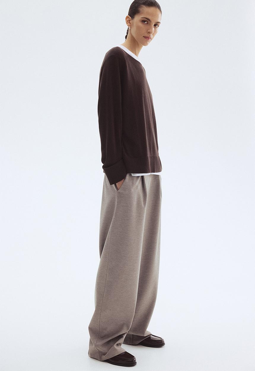 H&M - Wide trousers - greige marl 
