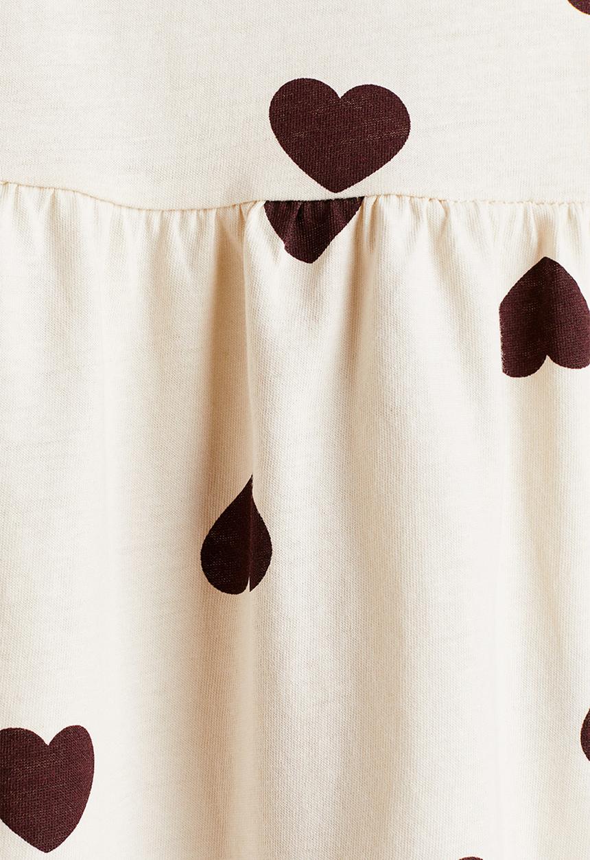 H&M - Printed cotton dress - cream/dark red