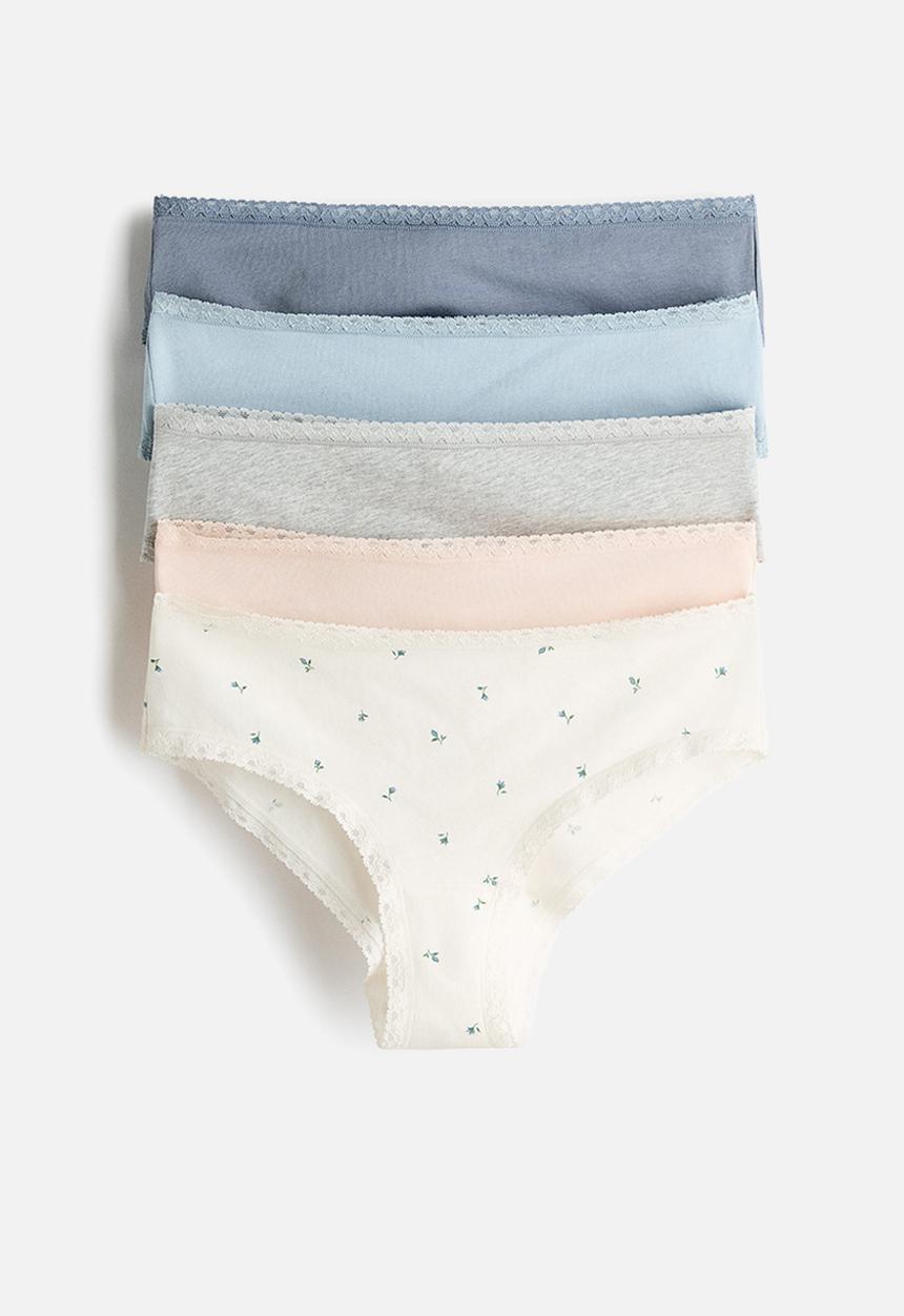 H&M - 5-Pack cotton hipster briefs - white & blue floral