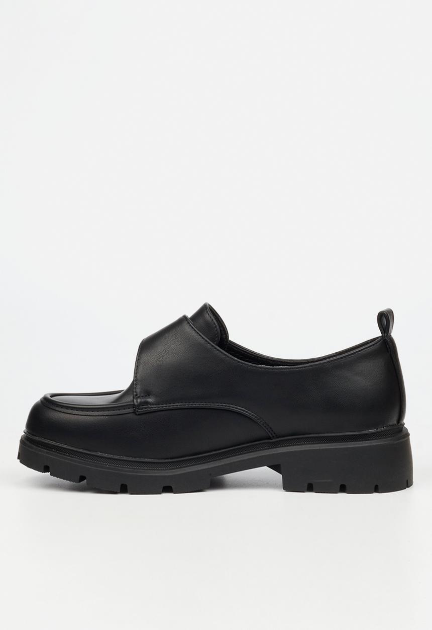 Miss Black - Tipsy 9 crossover buckle chunky loafer - black