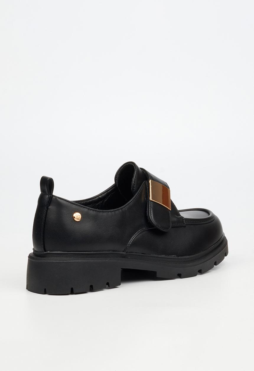Miss Black - Tipsy 9 crossover buckle chunky loafer - black