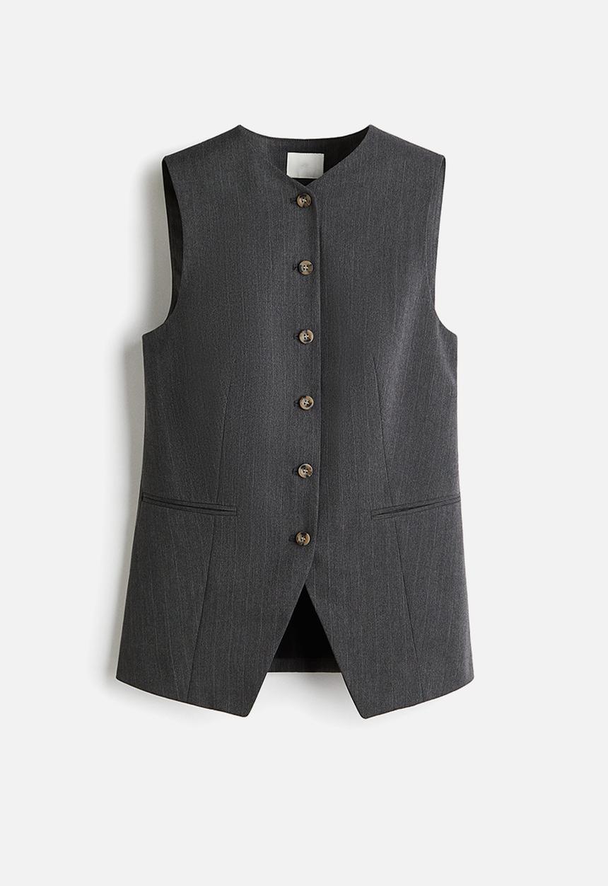 H&M - Long waistcoat - dark grey pinstriped