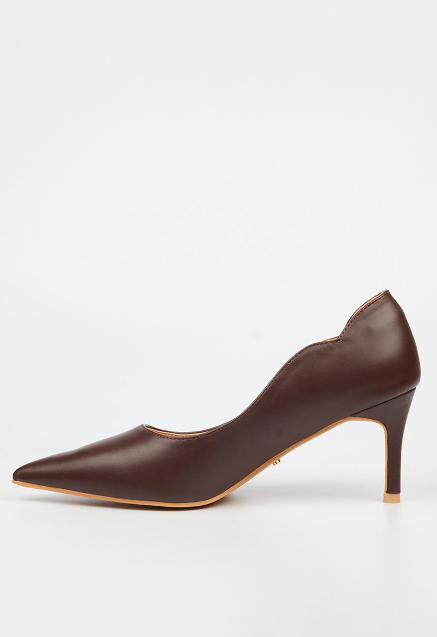 Miss Black - Nola 6 scallow low heel - chocolate