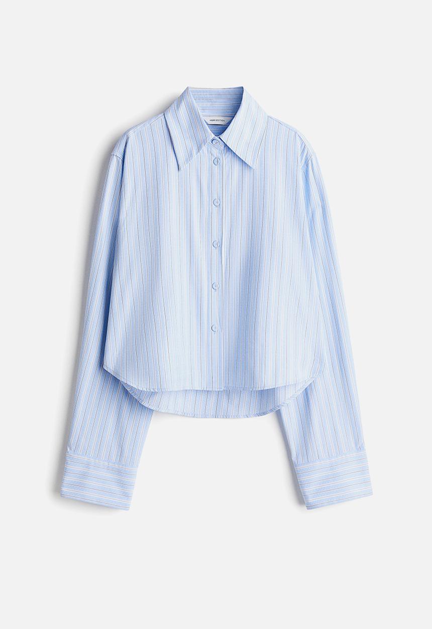 H&M - Short shirt -  light blue/striped