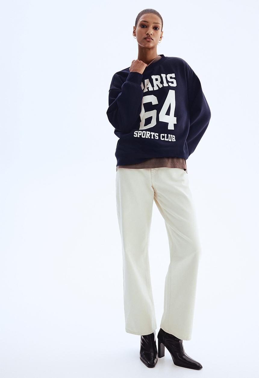 H&M - Text-motif sweatshirt - navy blue paris