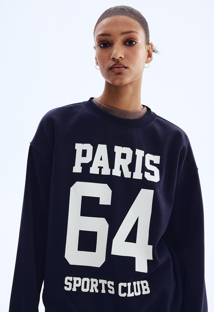 H&M - Text-motif sweatshirt - navy blue paris