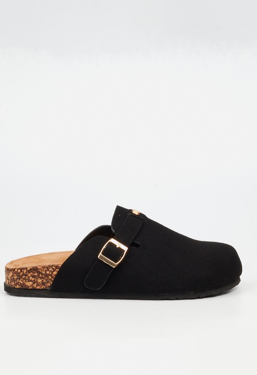 Viabeach - Qork 12 cork buckle slipper - black
