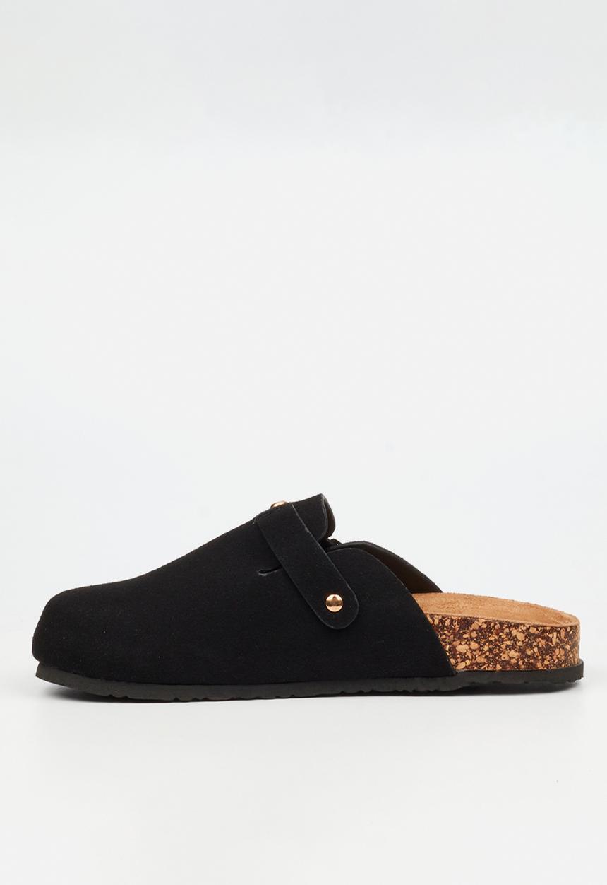 Viabeach - Qork 12 cork buckle slipper - black
