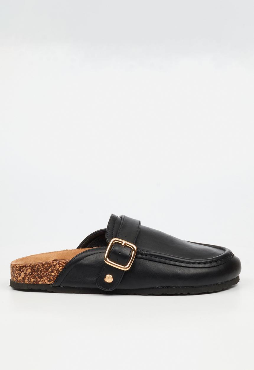 Viabeach - Qork 13 cork buckle slipper - black