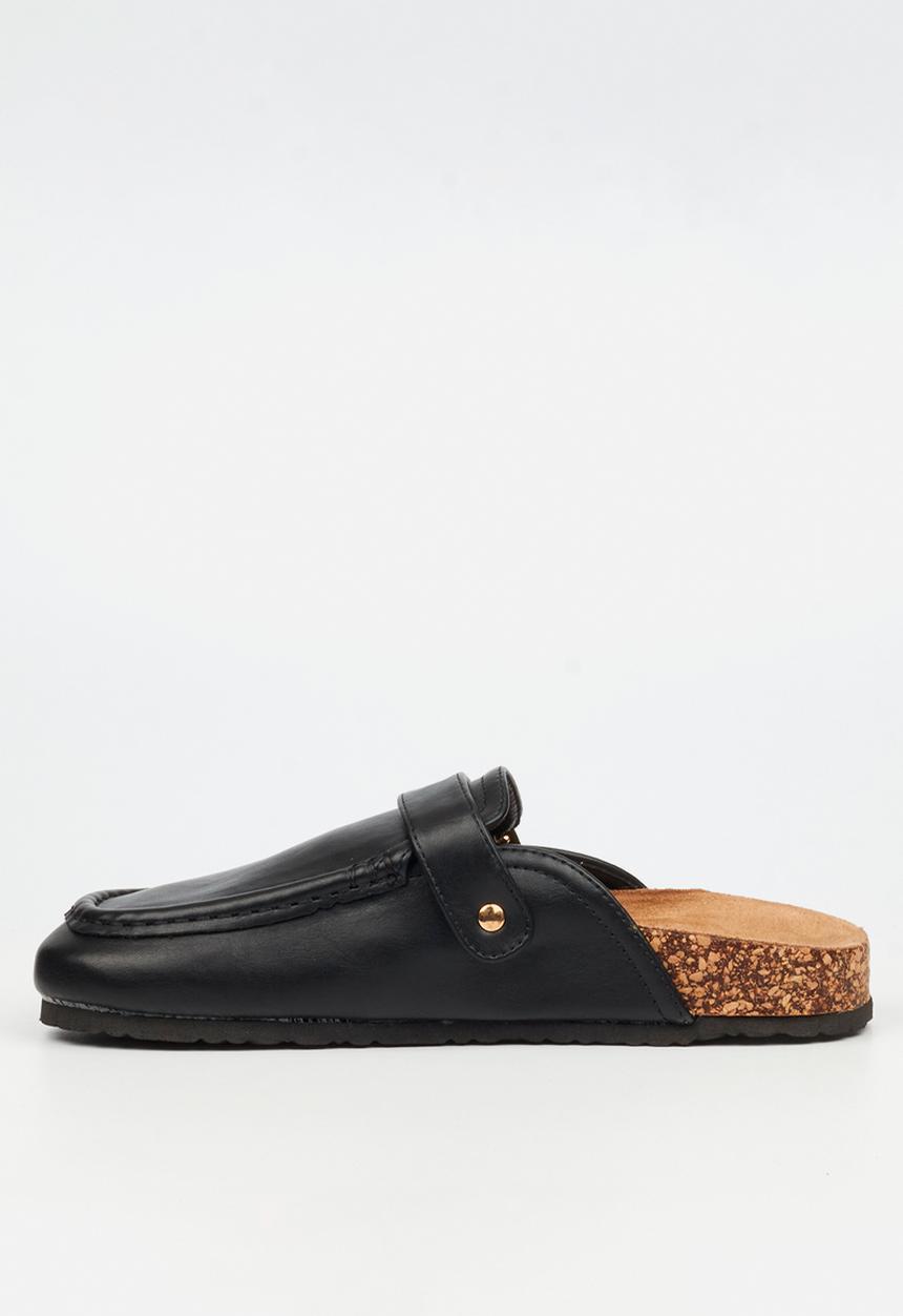Viabeach - Qork 13 cork buckle slipper - black