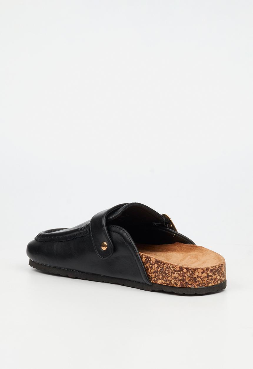 Viabeach - Qork 13 cork buckle slipper - black