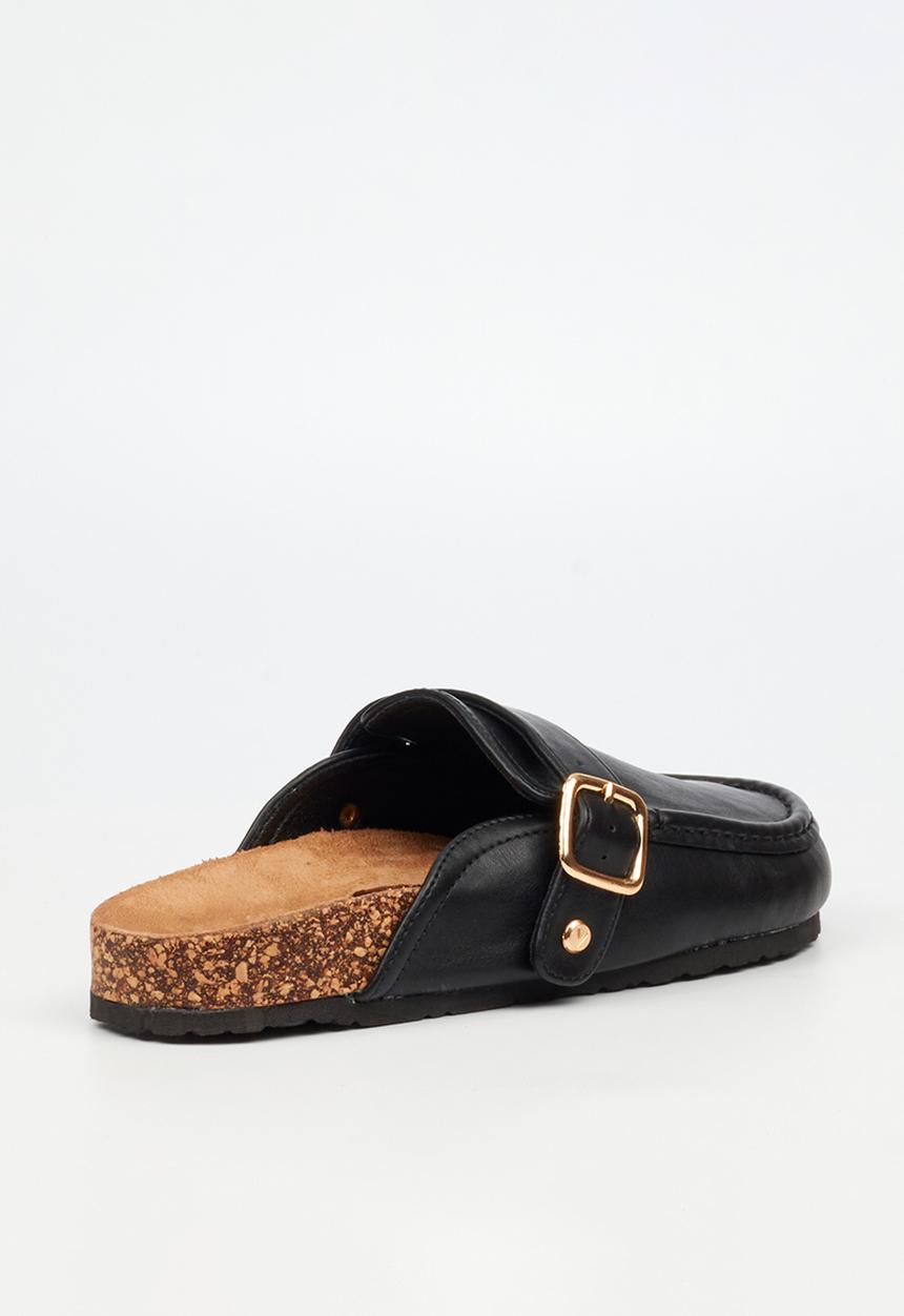Viabeach - Qork 13 cork buckle slipper - black