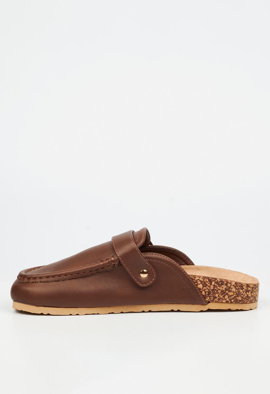 Viabeach - Qork 13 cork buckle slipper - chocolate