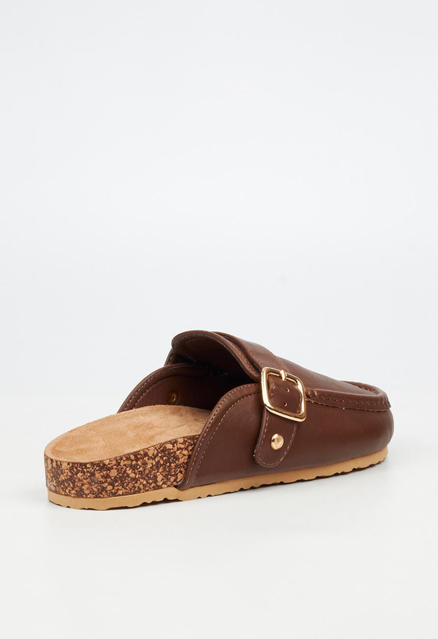 Viabeach - Qork 13 cork buckle slipper - chocolate
