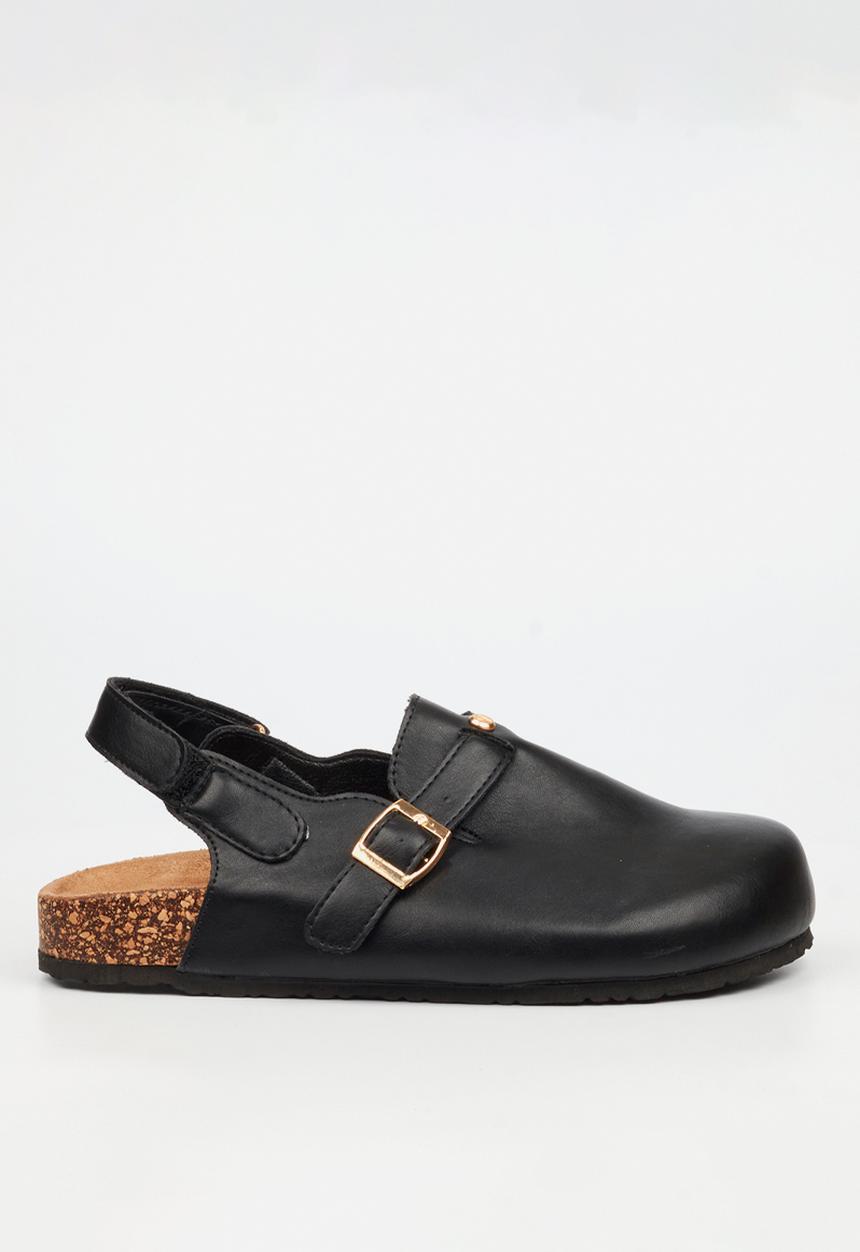 Viabeach - Qork 14 cork back strap slipper - black