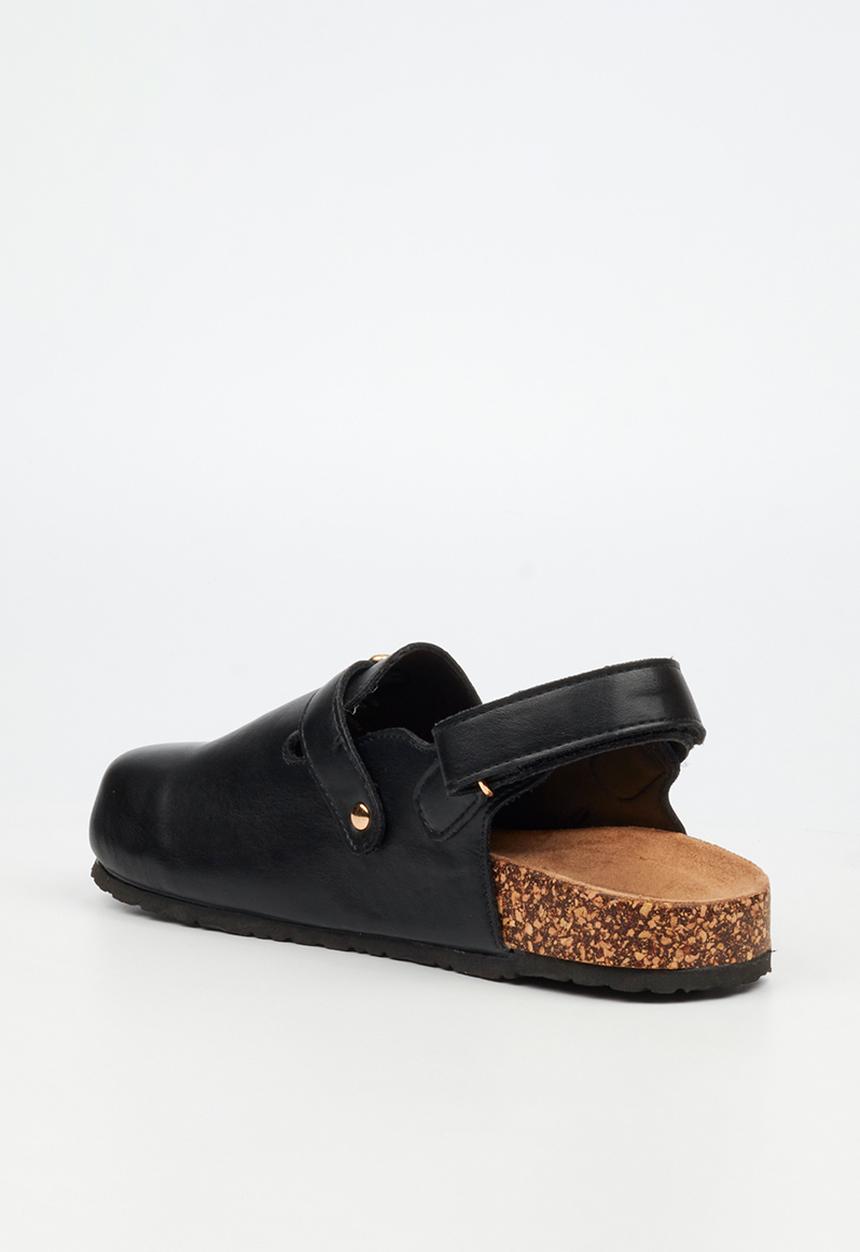 Viabeach - Qork 14 cork back strap slipper - black