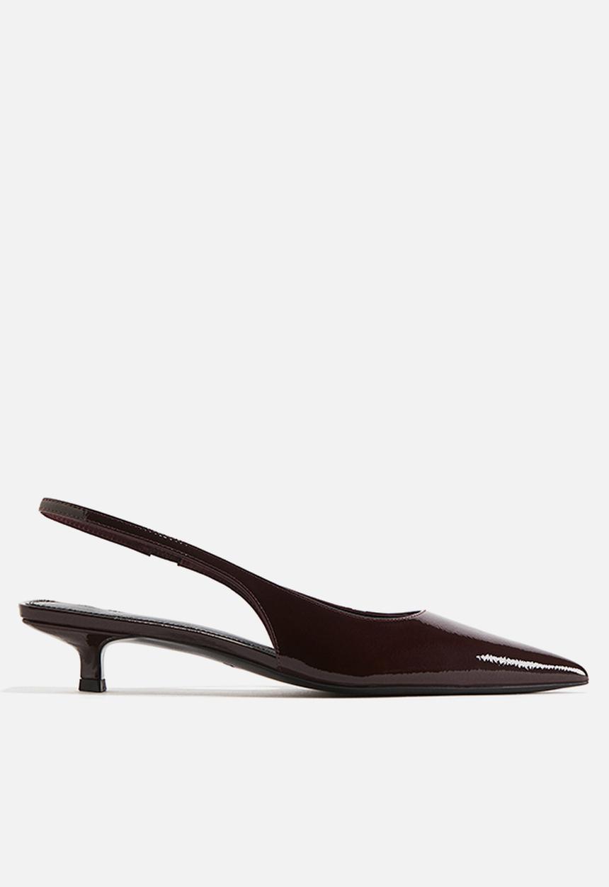 H&M - Kitten-heeled pointed slingbacks - burgundy
