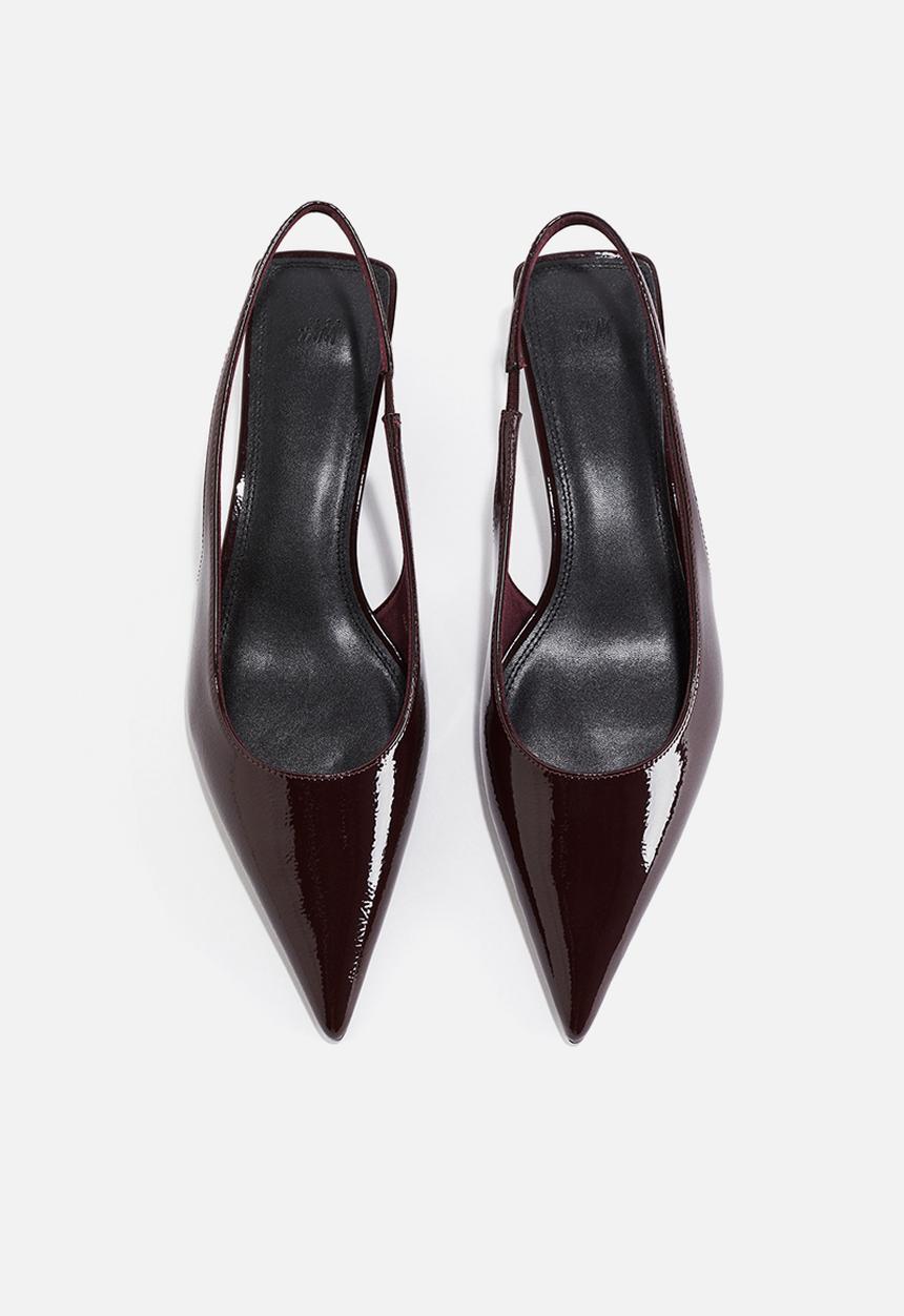 H&M - Kitten-heeled pointed slingbacks - burgundy