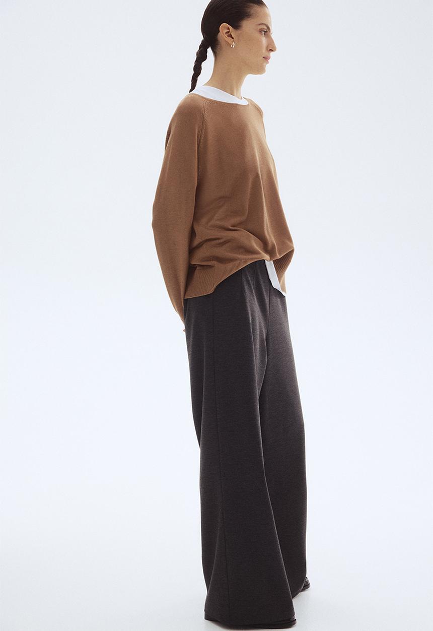 H&M - Straight trousers -  dark grey marl