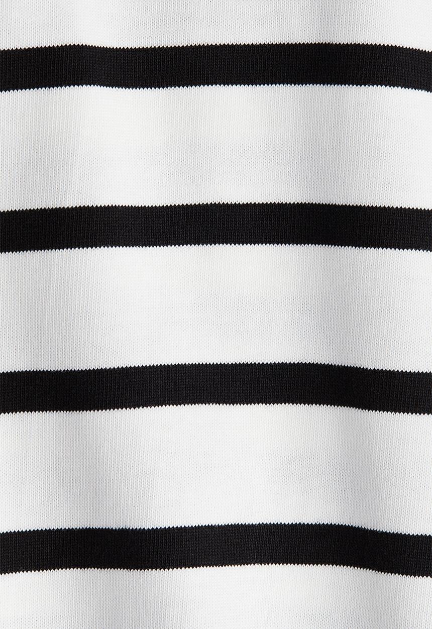H&M - Waisted cotton T-shirt - white/striped