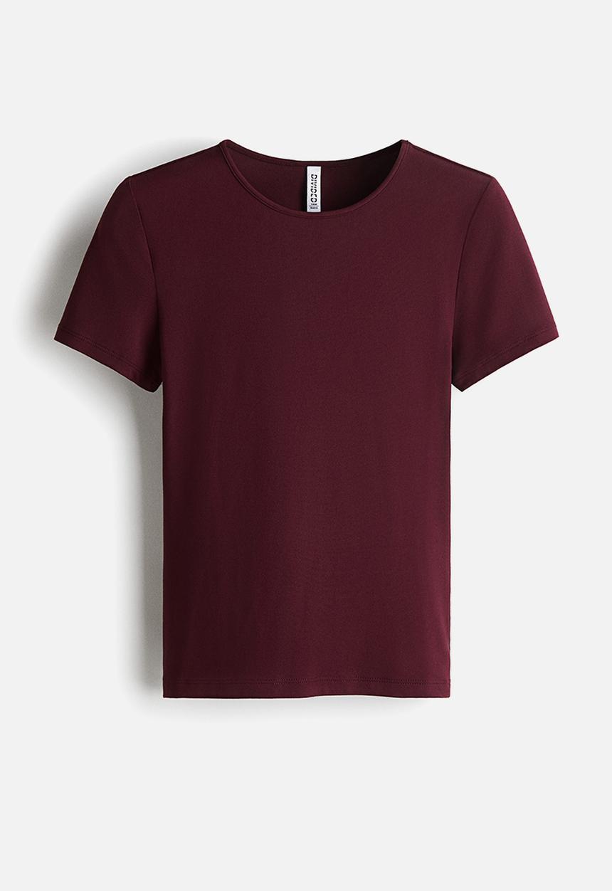 H&M - Microfibre T-shirt - burgundy