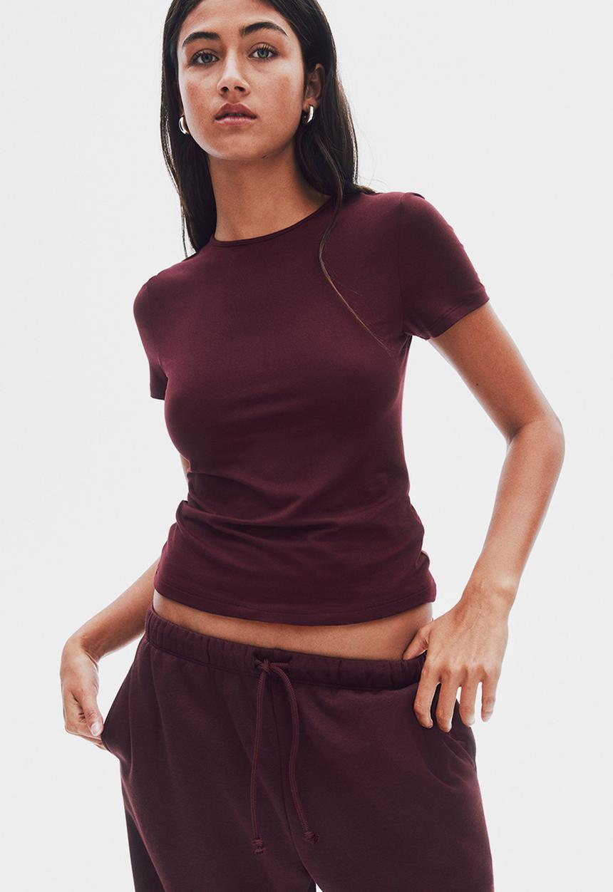 H&M - Microfibre T-shirt - burgundy
