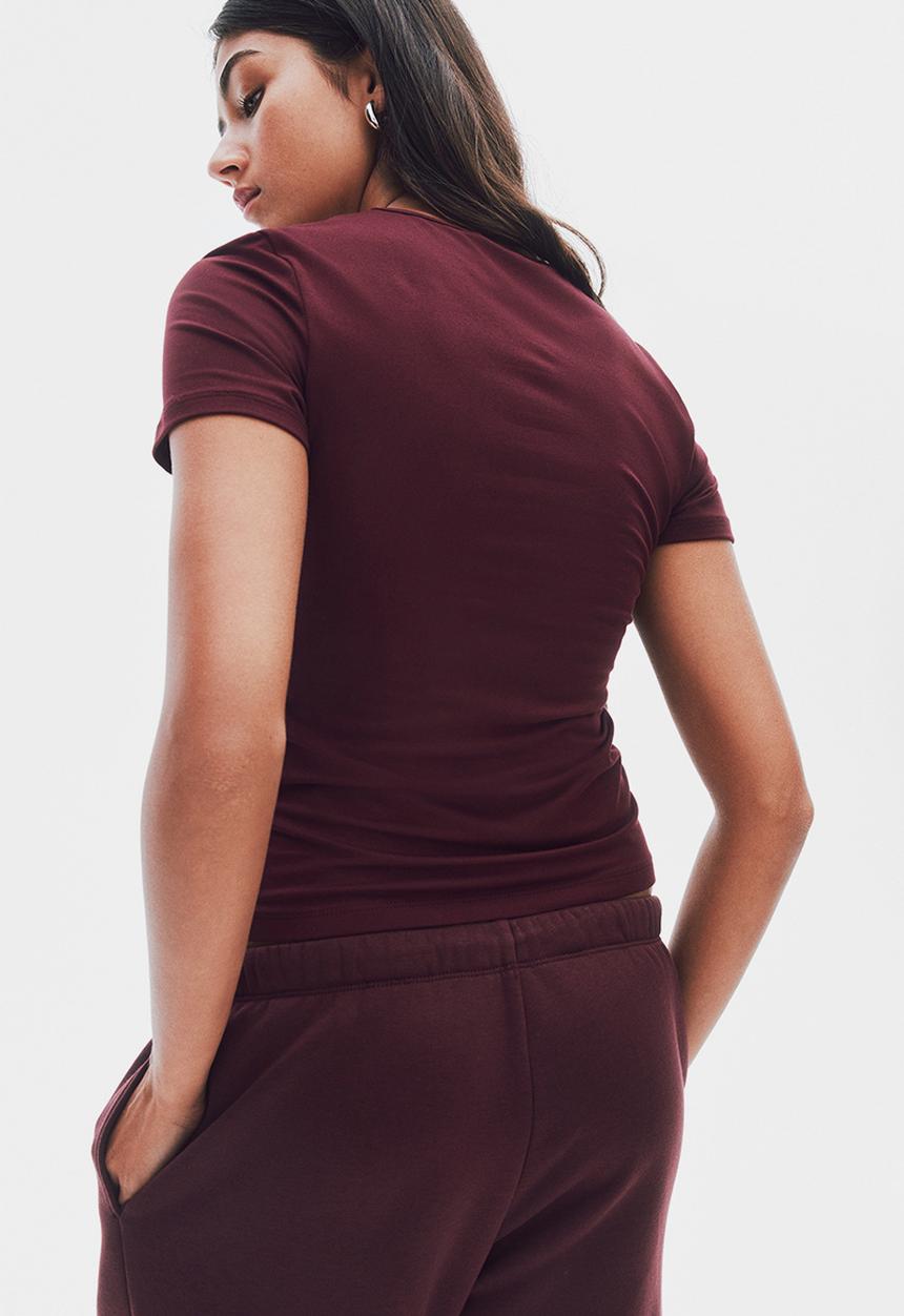 H&M - Microfibre T-shirt - burgundy
